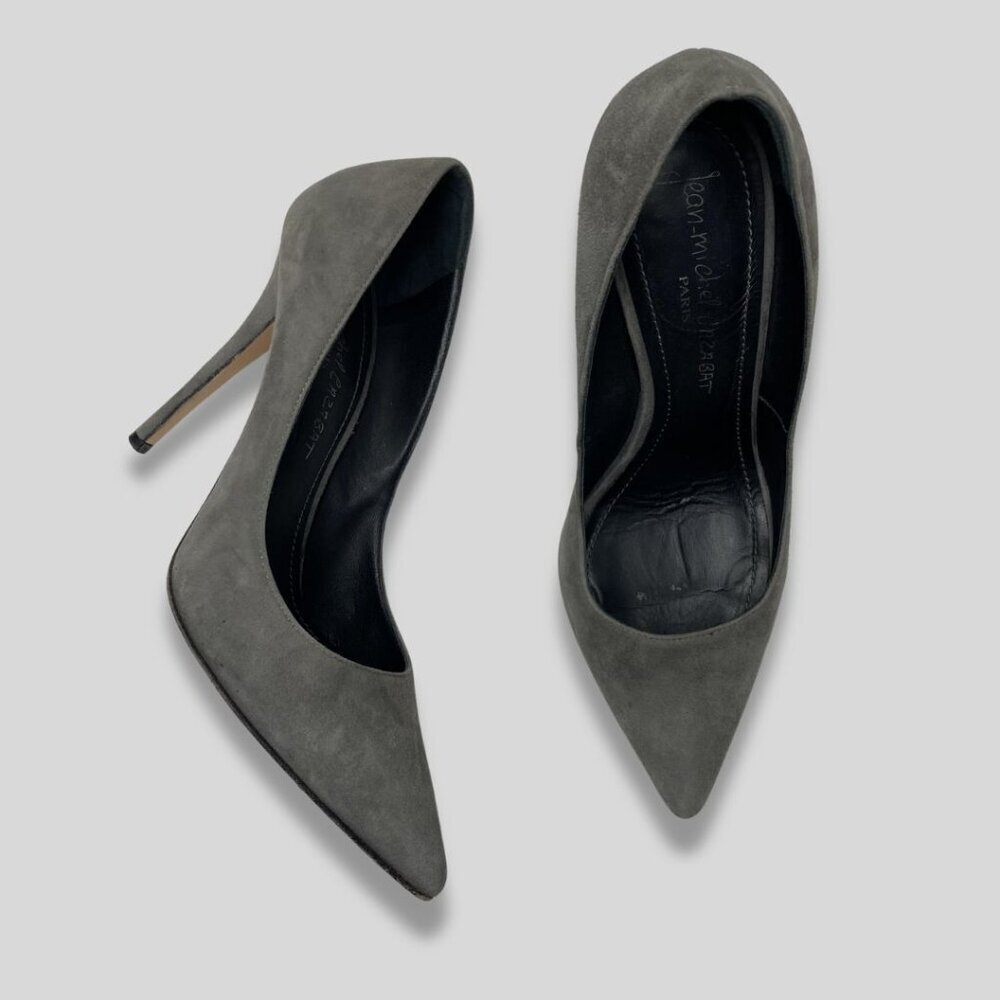 Jean-Michel Cazabat Suede Pumps Gray Designer Heels Classic Size 38
